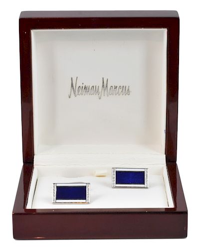Pair of Faberge Gold and Enamel Cufflinks