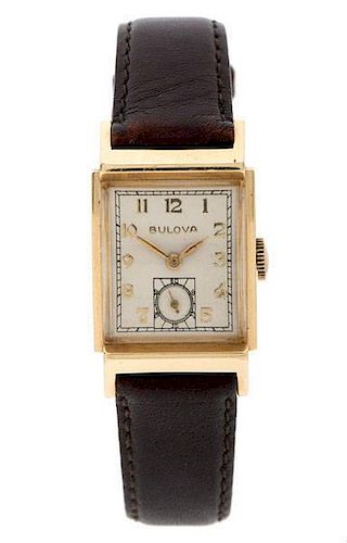 Bulova Wrist Watch Ca 1940 in 14 Karat Gold 