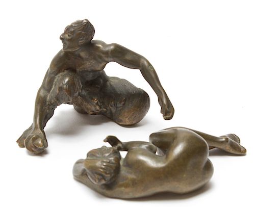F. Bergman After Satyr & Nymph Bronze Sculptures