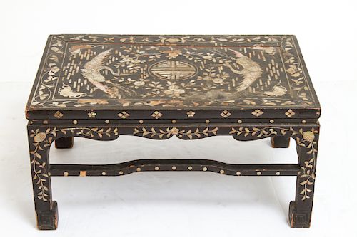 Chinese Qing Lacquer & Mother of Pearl Low Table