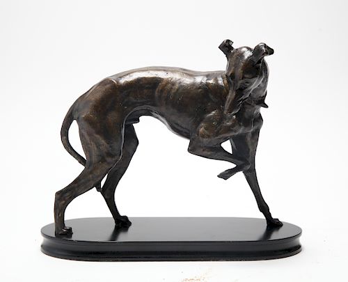 Modern Cast Metal Greyhound Dog Sculpture