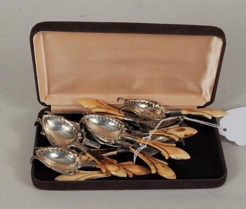 Set Ten Antique Sterling Brandy Warming Spoons