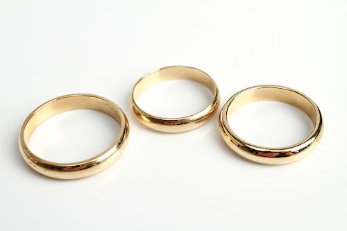14K Yellow Gold Wedding Bands, Group of 3