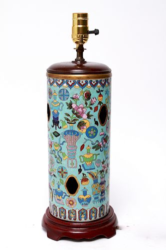 Asian Cloisonne Enamel Vase Table Lamp