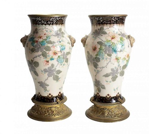 Pair of Sevres Pate-Sur-Pate Vases by Dammouse