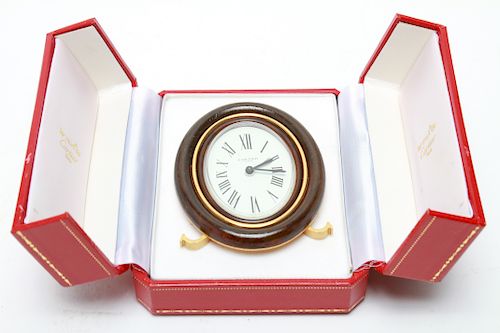 Cartier 8-Day Travel Alarm Clock Lacquered & Brass