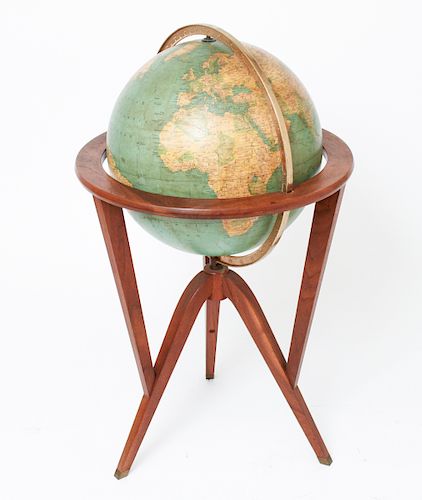 Rand McNally Terrestrial Globe w Mahogany Tripod
