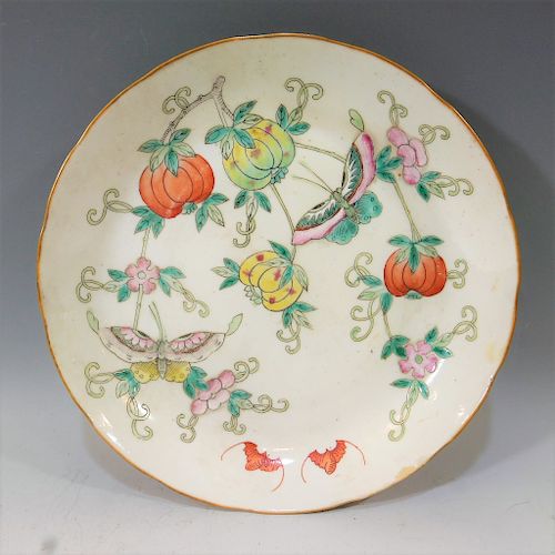 CHINESE ANTIQUE FAMILLE ROSE PLATE - 19TH CENTURY