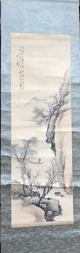 A CHINESE ANTIQUE PAINTING. SIGNED.