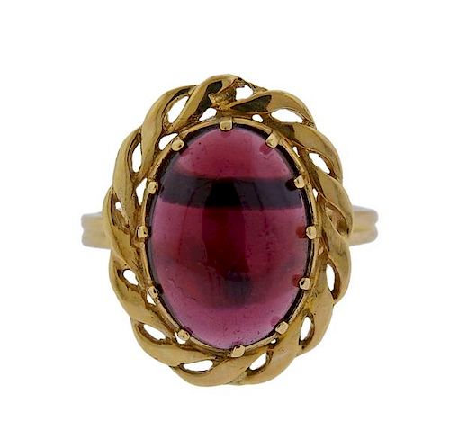 14k Gold Red Stone Ring 