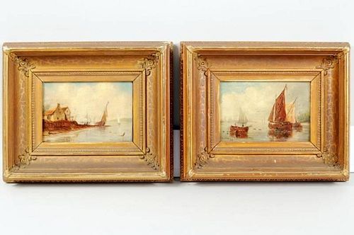 R.S. Austin Two Works "Sailboats" O/C