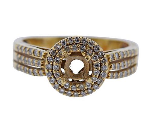 14K Gold Diamond Double Halo Ring Mounting