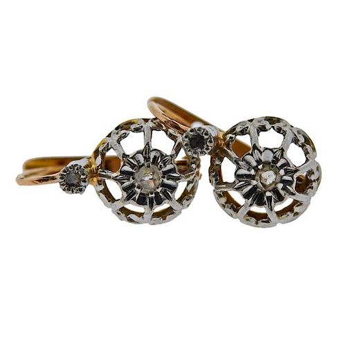 Antique 14K Gold Diamond Earrings