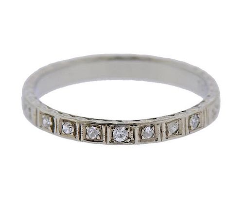 Art Deco 18K Gold Diamond Wedding Band Ring
