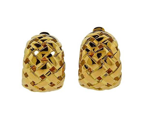 Tiffany &amp; Co 18K Gold Vannerie Huggie Earrings