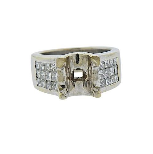 18K Gold Princess Cut Diamond Engagement Ring Setting