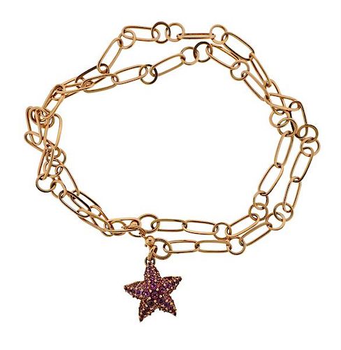 Pomellato Sirene 18k Gold Rhodolite Starfish Pendant Necklace 