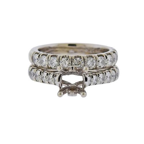 14k Gold Diamond Engagement Wedding Bridal Ring Set 