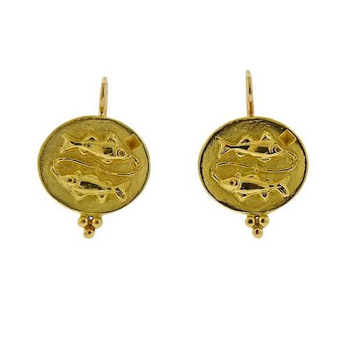 Temple St. Clair 18k Gold Pisces Zodiac Earrings 