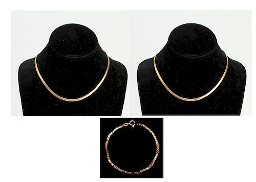 14K Gold Herringbone Necklaces Box Link Bracelet 3