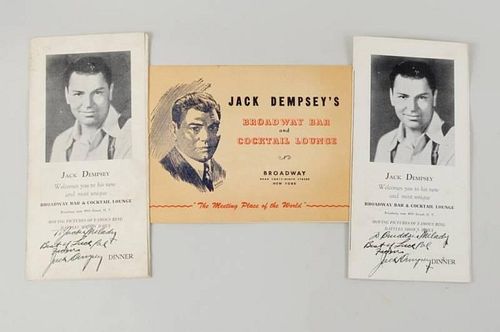 Jack Dempsey Autographed Menus & Photo