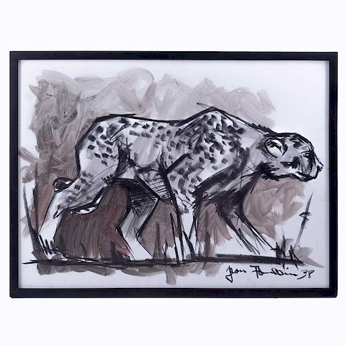 Jean Poulain. Cheetah. Pastel y acrílico sobre papel. Firmado y fechado 1938.