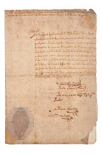 Arias, Manuel. Licencia Dada a Fr. Francisco Arias, Prior del Convento de Querétaro. Querétaro, septiembre 15 de 1776. F...