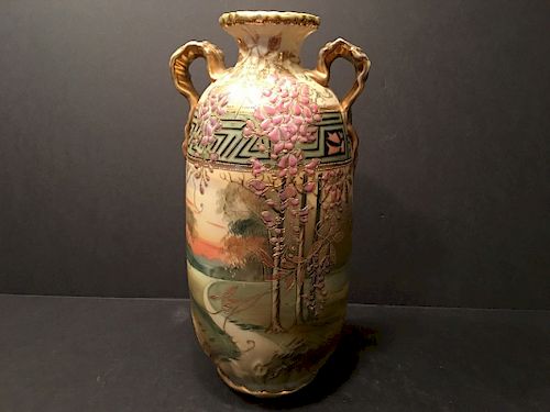 ANTIQUE Large NIPPON Flower Vase, Meiji period