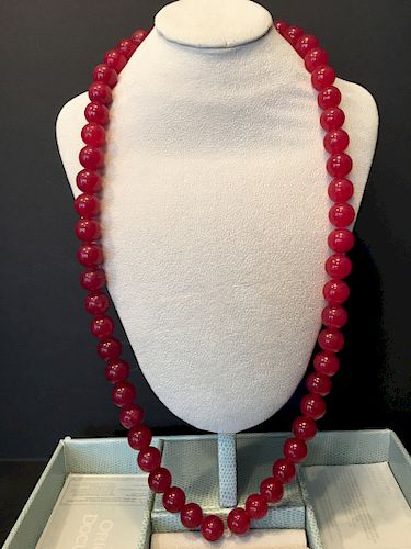 FINe Chinese Red Agagte Necklace, 30"