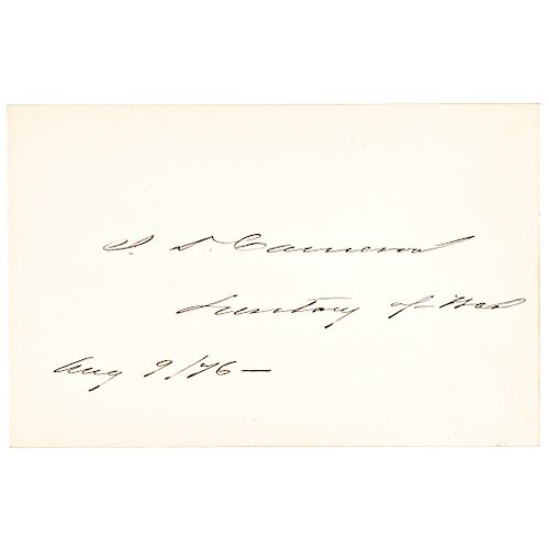 JAMES D. CAMERON, Secretary of War (1876-1877) Card Signed, Choice Mint