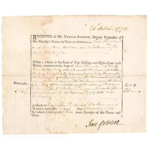 1773 British General JAMES ROBERTSON Signed Document Governor of New York