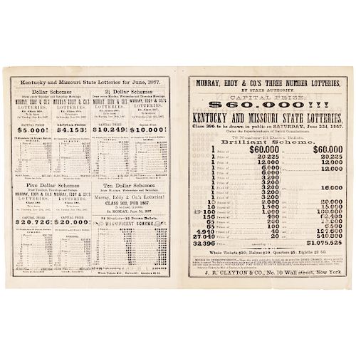 KY & MO State Lotteries, Printed Broadsheet & Brochure Advertisement 