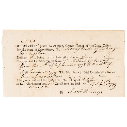 1779 Coiners Of Connecticut Coppers: Samuel Bishop + Jeremiah Platt Signed Cert.