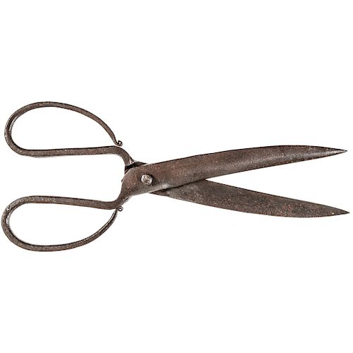 c. 1775 Revolutionary War Era Blacksmith Forged 12 inch long Iron Scissors