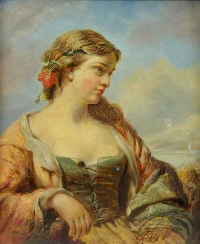 O'NEIL, Henry. Oil on Canvas "Fishergirl".