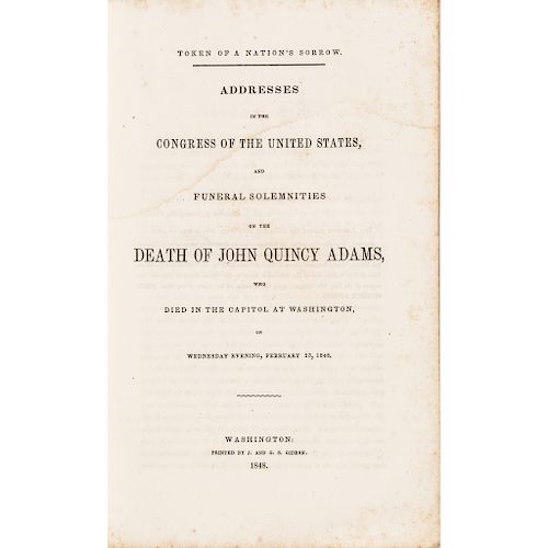 1848-Dated Imprint titled, Funeral Solemnities Death of John Quincy Adams