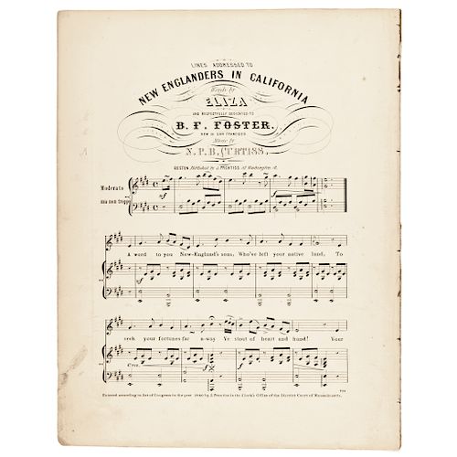 1850 CALIFORNIA GOLD RUSH Sheet Music Score