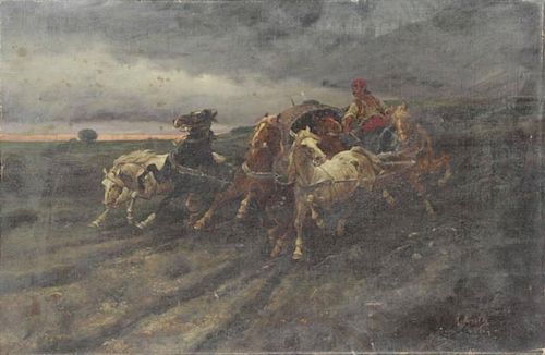BREITH, R. 19th C. Oil on Canvas. Arab Horseman in