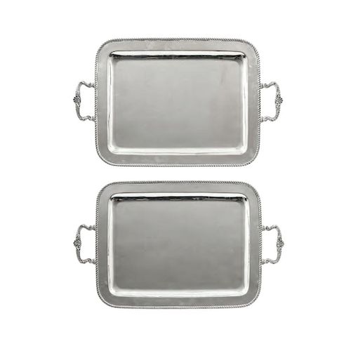 A PAIR OF STERLING SILVER TRAYS. MEXICO, 20TH CENTURY. 