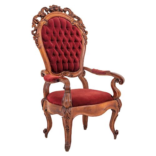 A FRENCH STYLE ARMCHAIR. 19TH CENTURY. 