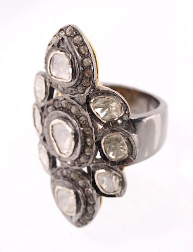 Art Deco Rose Cut & Table Cut Diamond Ring 1920's