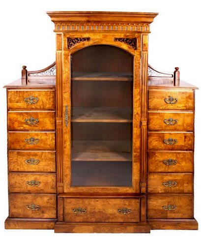 Burl Wood Gentleman's Bedroom Display Cabinet