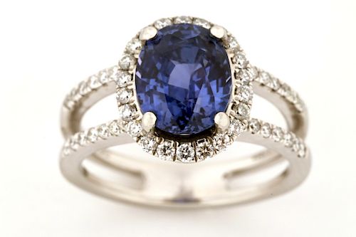 Color Change Sapphire & Diamond Ring Platinum Ring