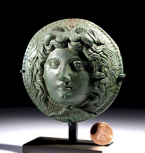 Published / Exhibited Roman Bronze Roundel w/ Medusa