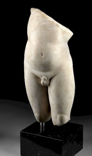 Roman Marble Torso of Nude Youth