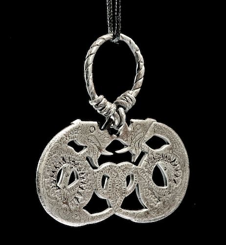 Viking Silver Pendant w/ World Serpent, 65 g