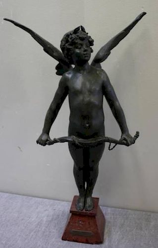 Unsigned Patinated Bronze Cupid after Moreau.