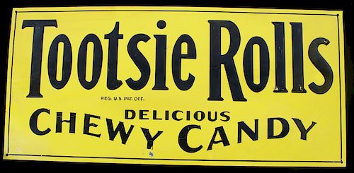 Tootsie Rolls Metal Advertising Sign c. 1920-1930