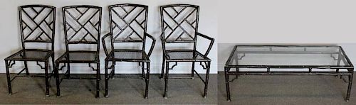 Vintage Iron Faux Bamboo Set of Table and Chairs.