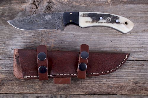 M.T. Knives Bozeman Grizzly Bear & Damascus Knife